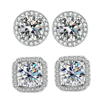 Diamond Earrings Mosonite Earring Square Bag Earrings marry Jewelry simple and fashionable party, Valentine's Day gift