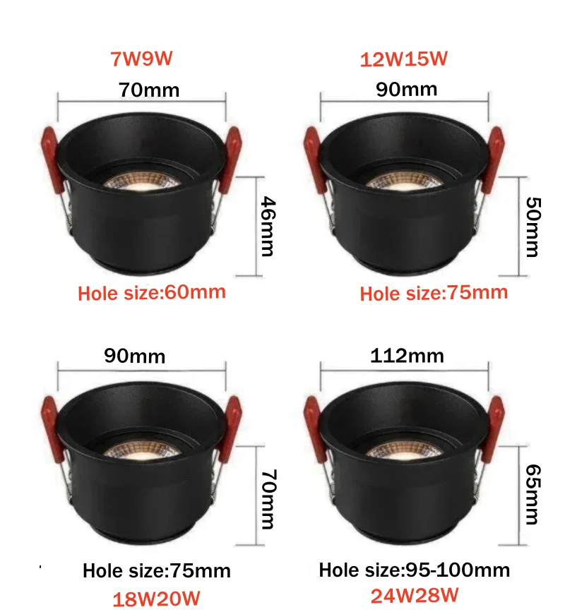 Anti Glare LED Downlight Adjustable 7W12W15W20W24W AC90-260V Dimmable CRI 97 COB Ceiling Lamp Spot Lights For Home led downlight,recessed ceiling spotlight,ceiling lamps