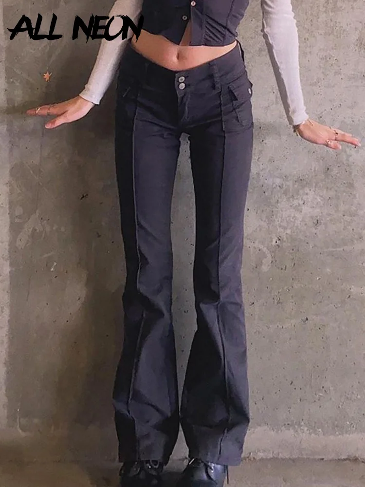 Aesthetics Slim Low Waist Flare Pants 