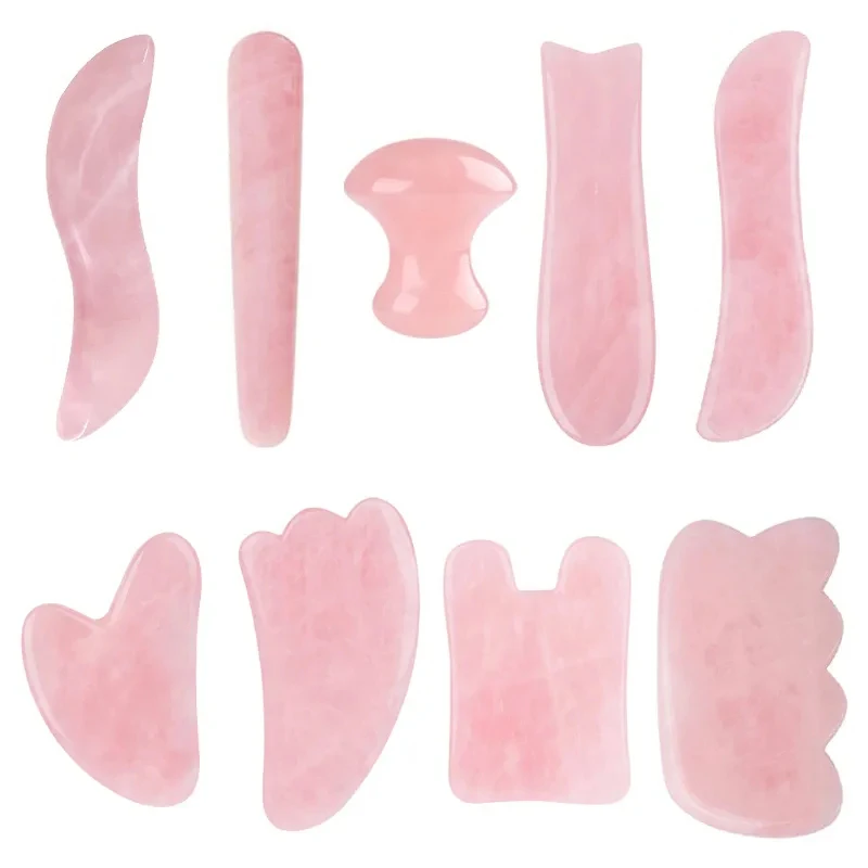 Gua Sha Board Natural Rose Quartz Gua Sha Jade Facial Beauty Scraping Massage Tools Firm Skin Care Face Gua Sha SPA Physical Therapy Massager
