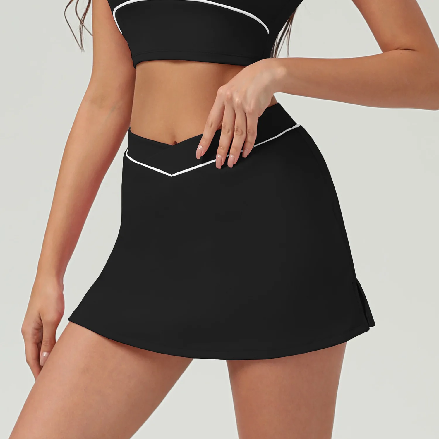 Mermaid Curve New Running Sports Skirt Hip Slimming Cross Waist Yoga Skirt European and American City Style Tennis