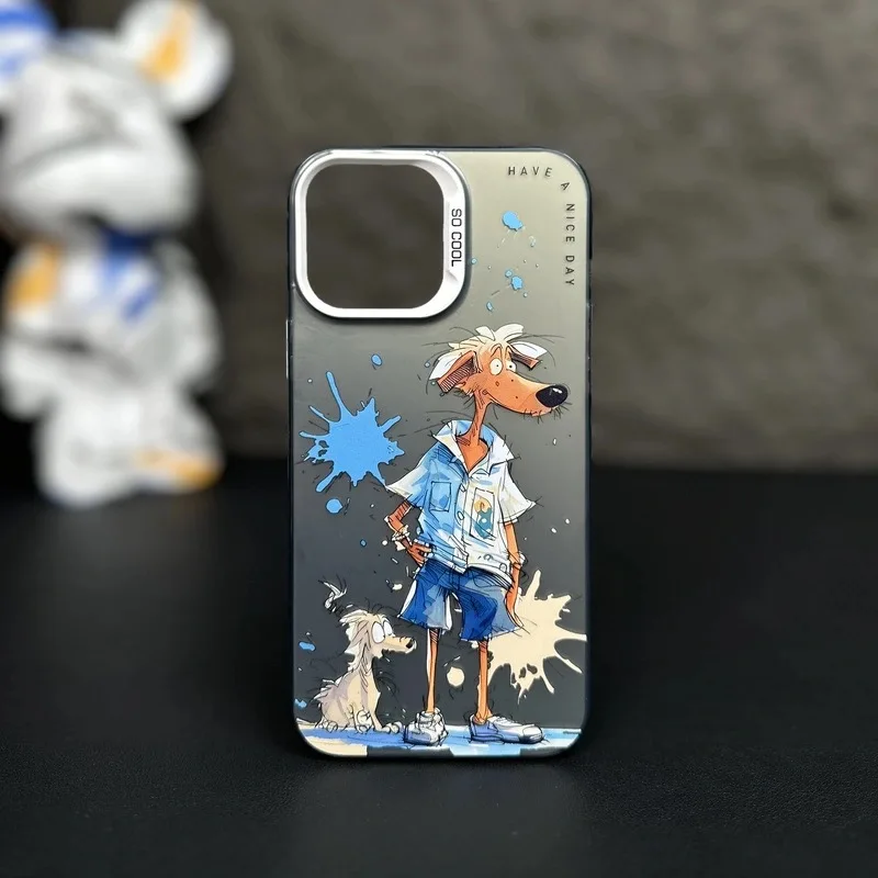 thumbnail image 1 of iPhone13 15 14 Pro Max Protective Sleeve Fashion Graffiti iPhone Case Cartoon Animal Pattern Matte Plated Soft Silicone Material, 1 of 5