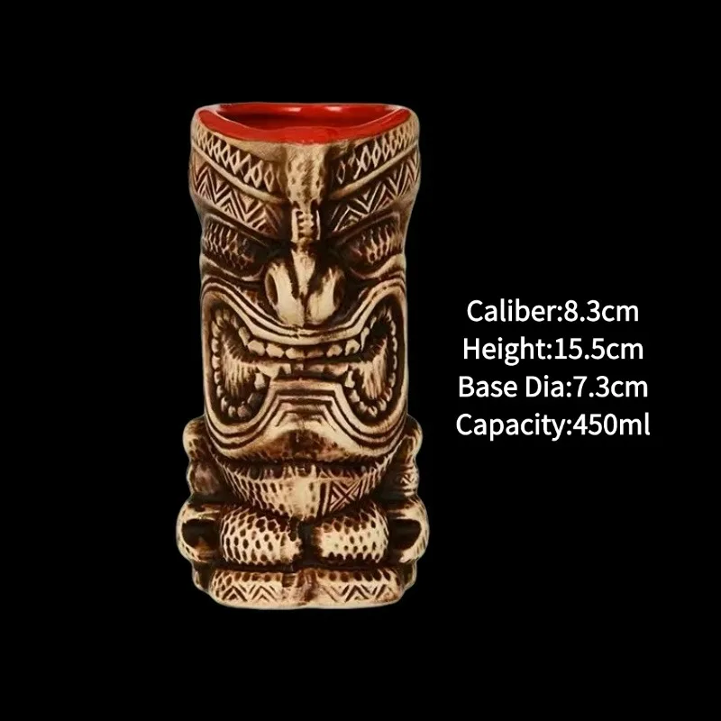 Hawaiian Ceramic Tiki Mug - Creative Cocktail Cup and Halloween Bar Gift