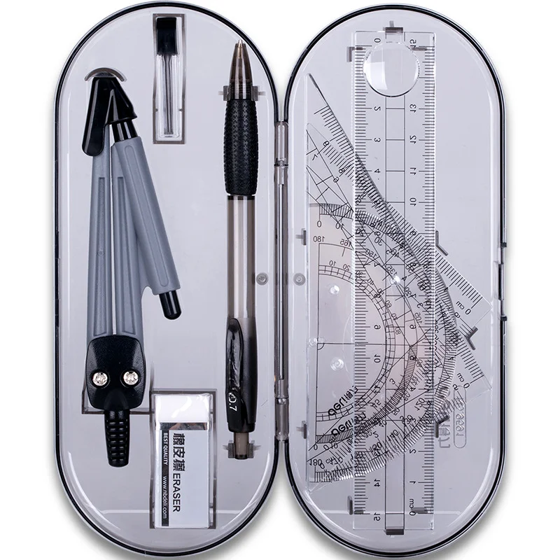 

8 pcs/set Protractor Drawing Triangle Eraser Compasses Set Math Eraser Ruler For Students School Supplies