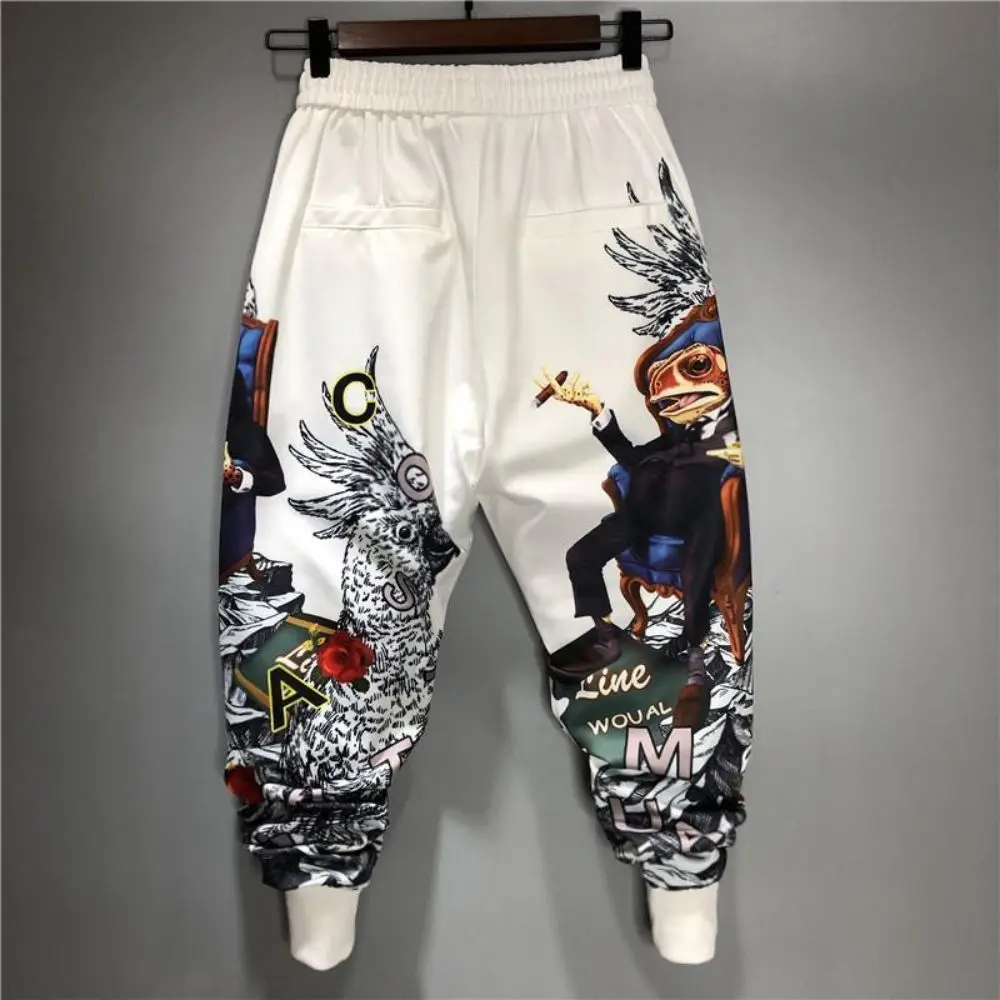Pantalon Jogging Homme Ample Harajuku - Noir, Longueur Cheville, Coupe Large