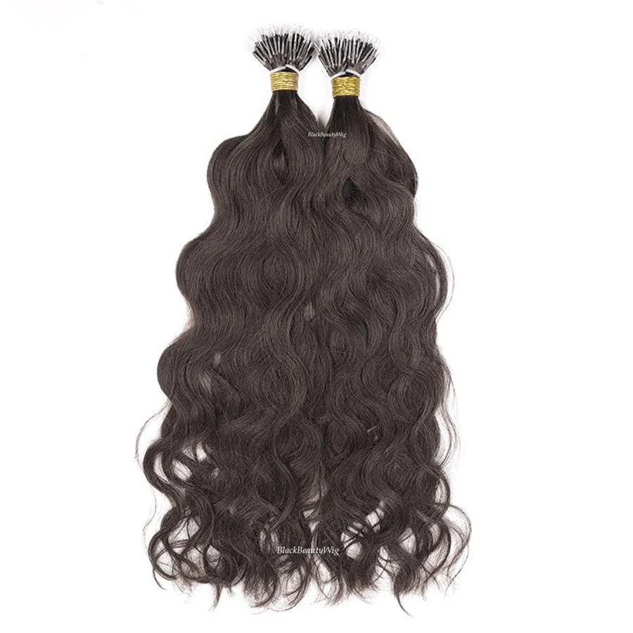 Natural Wave Nano Ring Human Hair Extension Brazilian Remy Hair Microlink Nano Beads Ring Hair Long Natural Wavy 100g 100strands 2