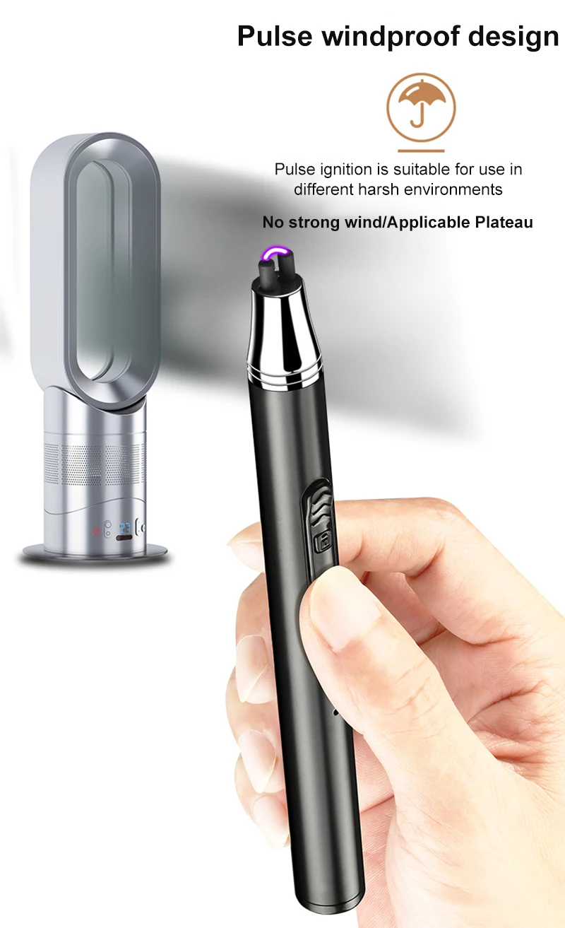 USB Windproof Flameless Electric Arc BBQ Igniter Plasma Ignition Kitchen Lighter for Candle Gas Stove BBQ Tools (No gas or oil)