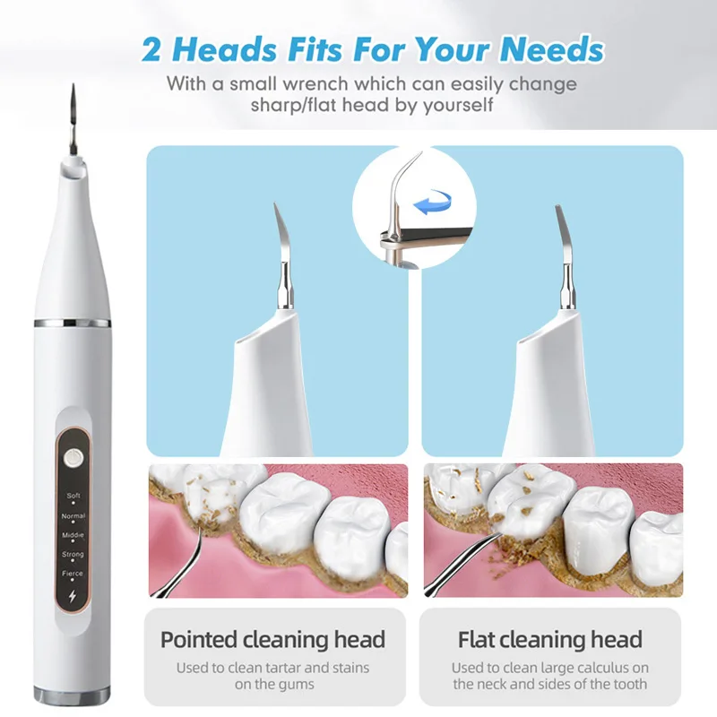 Ultrasonic Electric Tooth Cleaner Dental Scaler 5 Modes Calculus Remover Teeth Whitening Tartar Plaque Stain Cleaning Tool 3