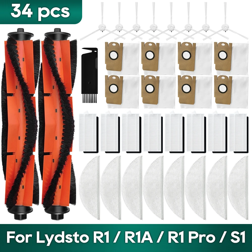 Apto para Xiaomi Lydsto R1r1ar1 Pros1l1 Acessórios de Reposição Peça de Reposição Escova Principal Lateral Filtro Hepa Pano de Limpeza Bolsa de pó