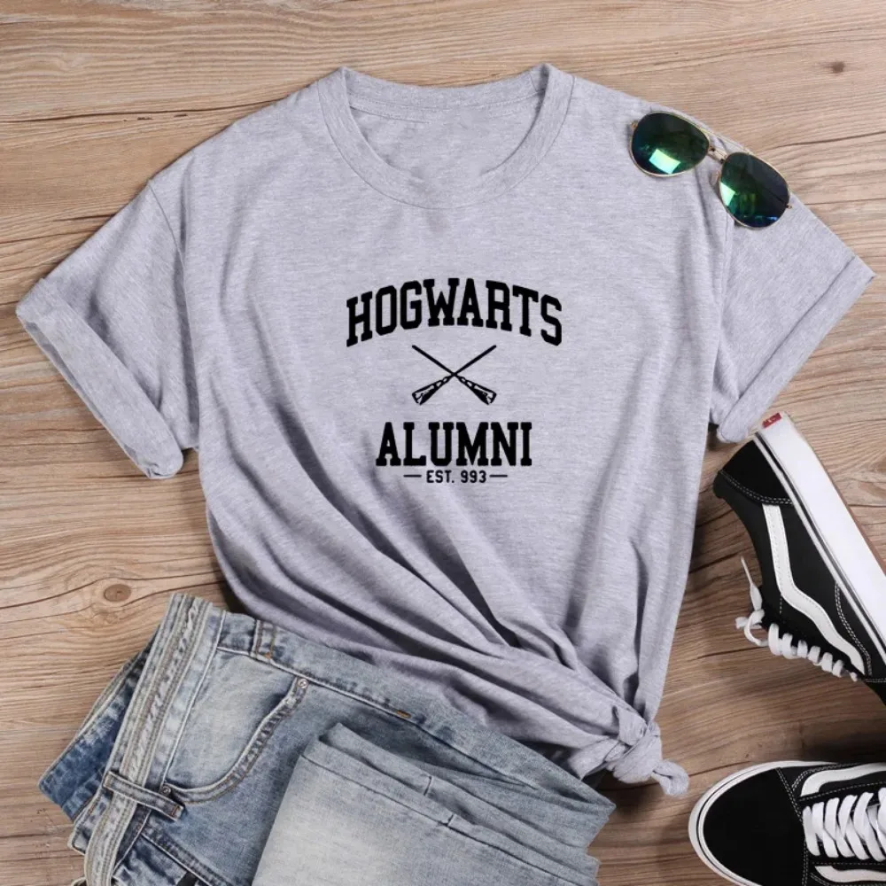 Frauen Harajuku Oansatz Damen Top T Shirt Femme Schwarz Weiß Hogwarts Mode T-shirt Sommer Baumwolle T – Detail 5