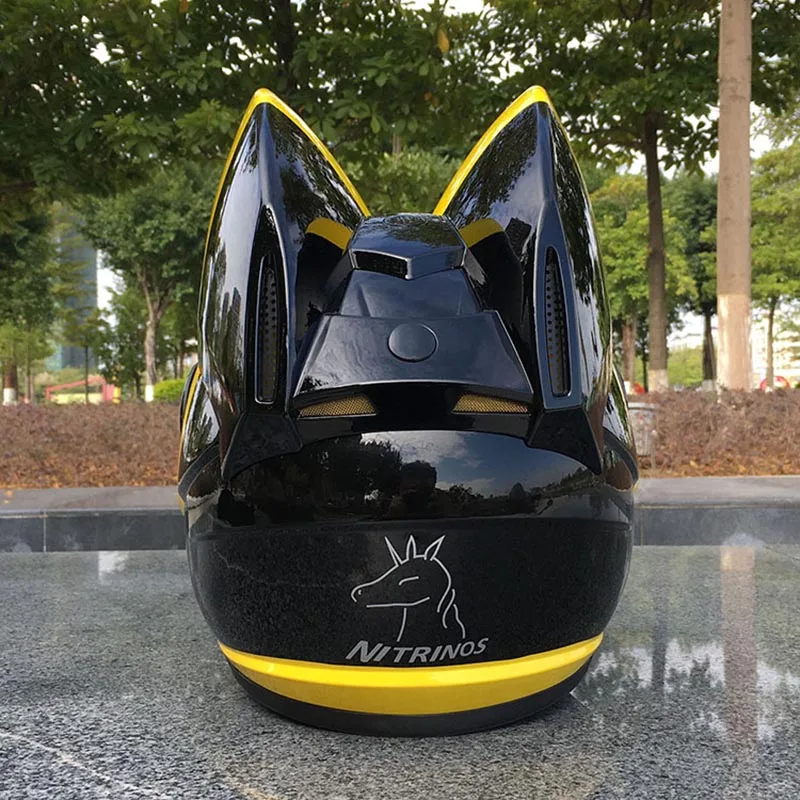 Original NITRINOS Yellow Cat Helmet Women Lovely Motorcycle