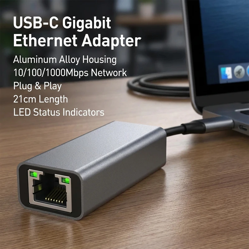 USB 타입 C 외장형 이더넷 어댑터 1000/100 Mbps RJ45 네트워크 카드 (Mac PC Windows XP 7 8 10 안드로이드 USB LAN 인터넷 케이블용)