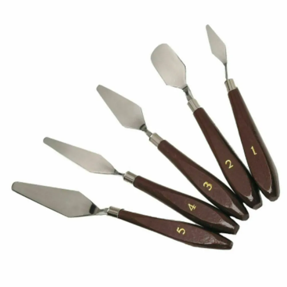 5Pcs/Set Stainless Steel Oil Painting Knives Artist Crafts Spatula Palette Knife Oil Painting Mixing Knife Scraper Art Tools