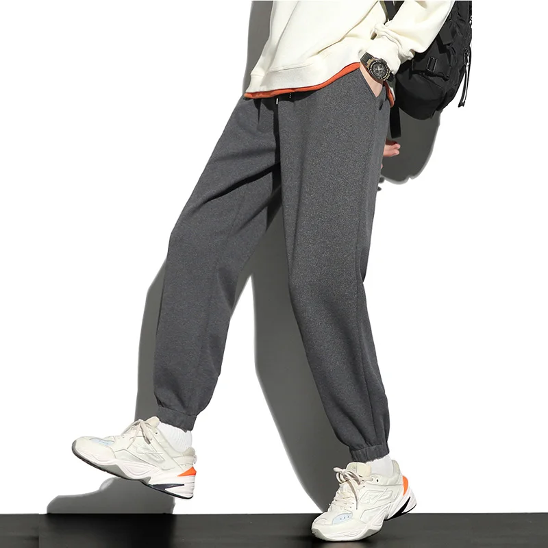 

Men Joggers Pants Black Sweatpants Gray Plain Cotton Casual Trousers Winter Fleece Fashion 2023 3XL