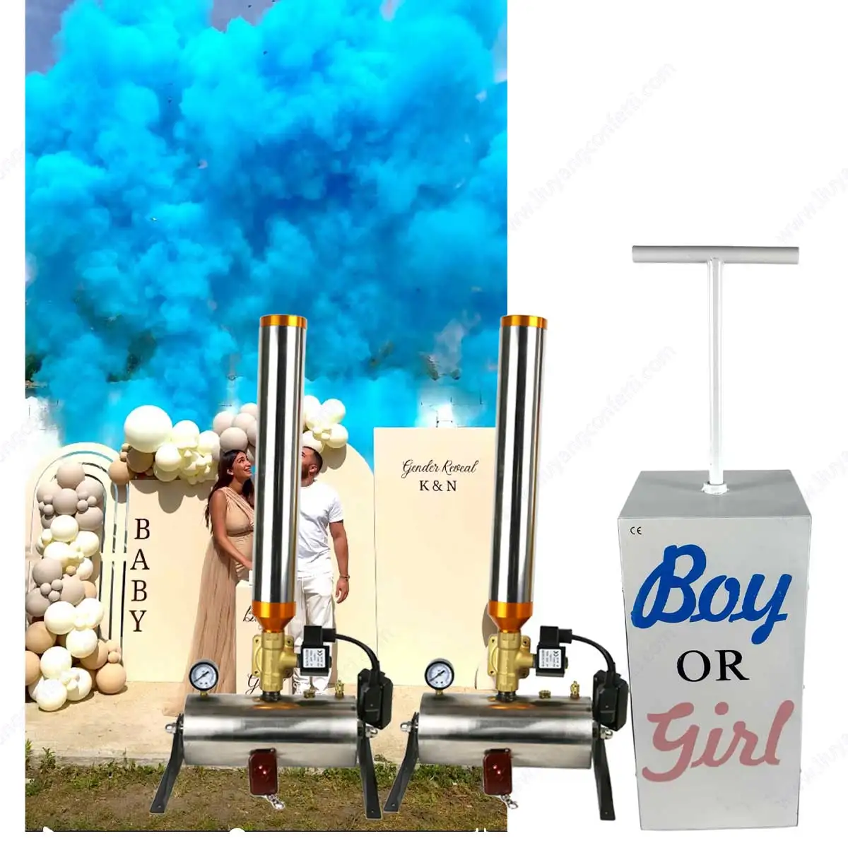 Cannoni Per Coriandoli SPARKLERS CLUB® Gender Reveal Rosa, 4 Pezzi Da 28 Cm, Con Lanciatore A Polvere, Per Feste Rivelazione Sesso