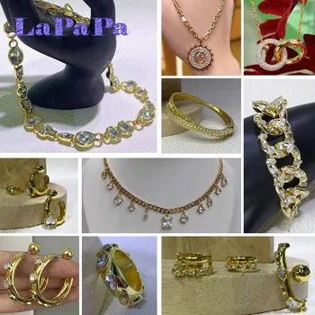 2025 New Original Gold High Jewelry Set Fashion for Women Water Drop Necklace Ring Earrings Bracelet Romantic Gift 1