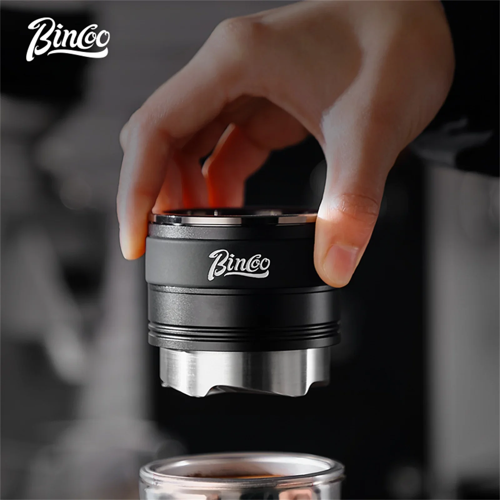 Bincoo 58mm Portafilter Gravity Leveler Automatic Adjustment Solid Aluminum Body Design with Stainless Steel Blades Coffee Tool