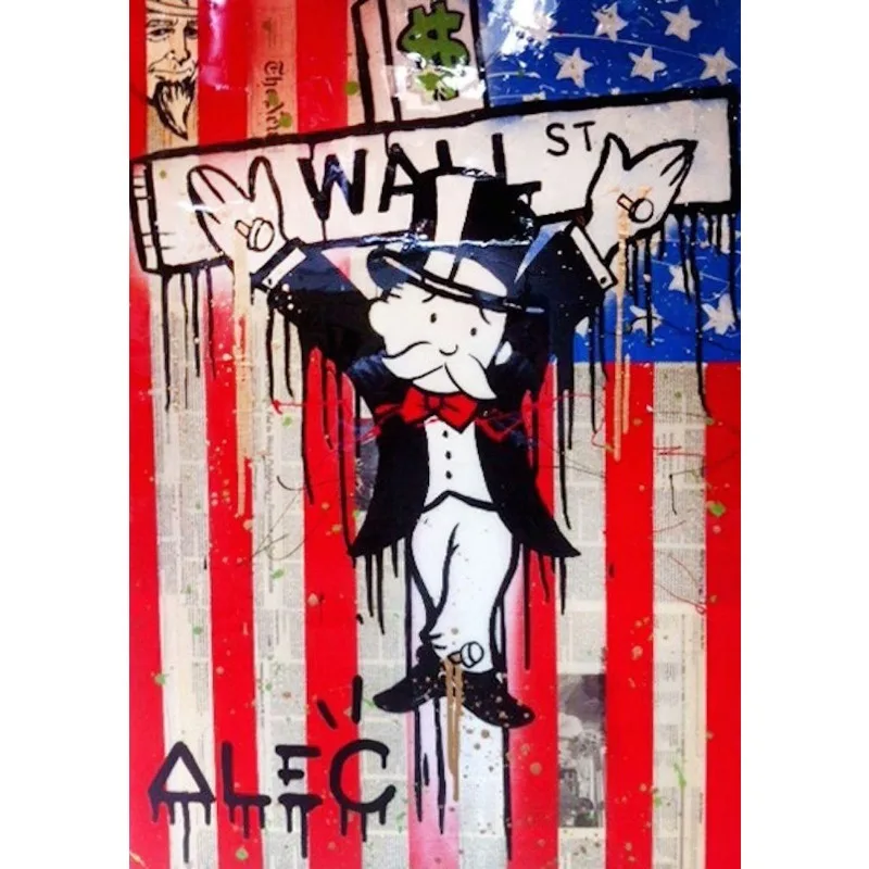 Vibrant Graffiti-Inspired Millionaire Cartoon Canvas Wall Art for Contemporary Home Decor