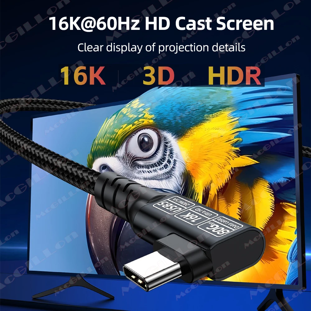 엘보우 USB 5.0 데이터 케이블 썬더볼트 5 PD 240W 5A 충전 케이블 80Gbps 맥북 맥 프로 에어 SSD 태블릿 노트북 USB5 타입 C 코드