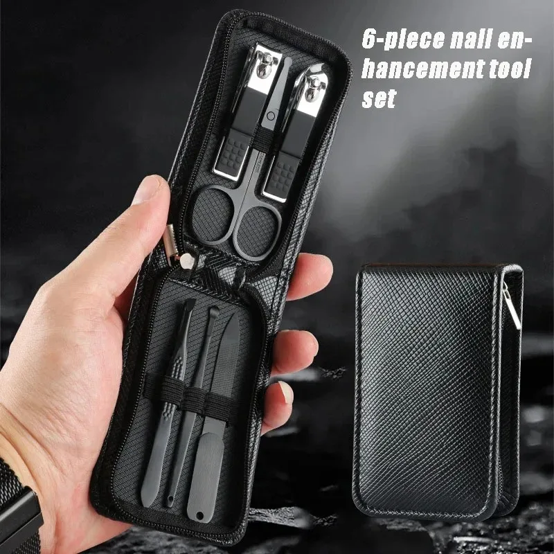 6 PCS Professional Nail Clipper Set - Premium Stainless Steel Manicure Tools for Precise Trimming, Portable Case for Home/Travel