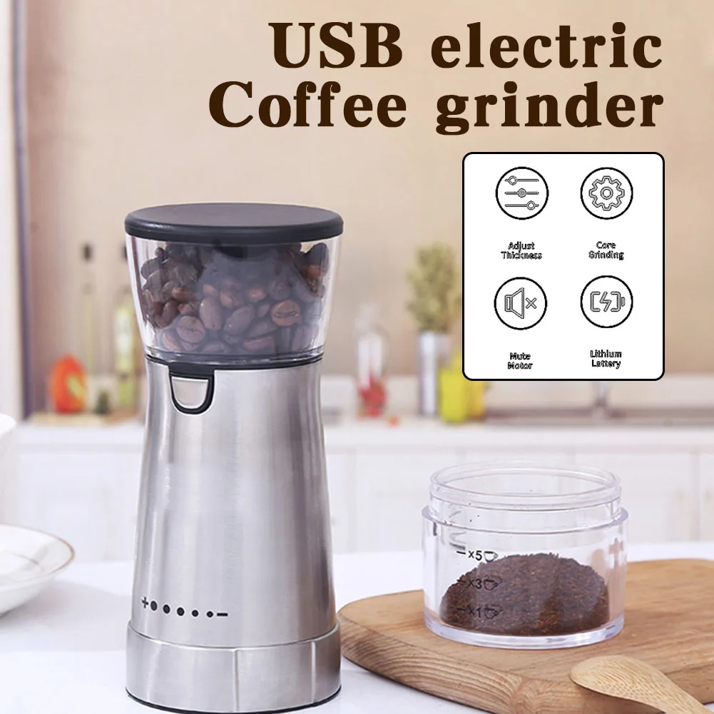 

Portable Electric Coffee Grinder USB Rechargeable Stainless Steel Manual Coffee Mill Machine Bean Grinders Kitchen Accessories