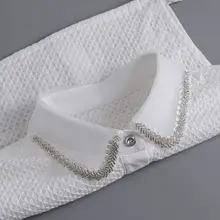 Women Chiffon Fake Shirt Detachable White Summer Autumn False Collars for Sweater Lapel Fake Female Collar Decorative