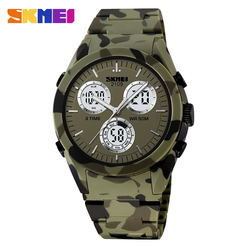 

SKMEI 2109 Mens Multifunctional Time Military Camouflage Countdown Digital Men Wristwatch Waterproof Chrono Clock Sport Watches
