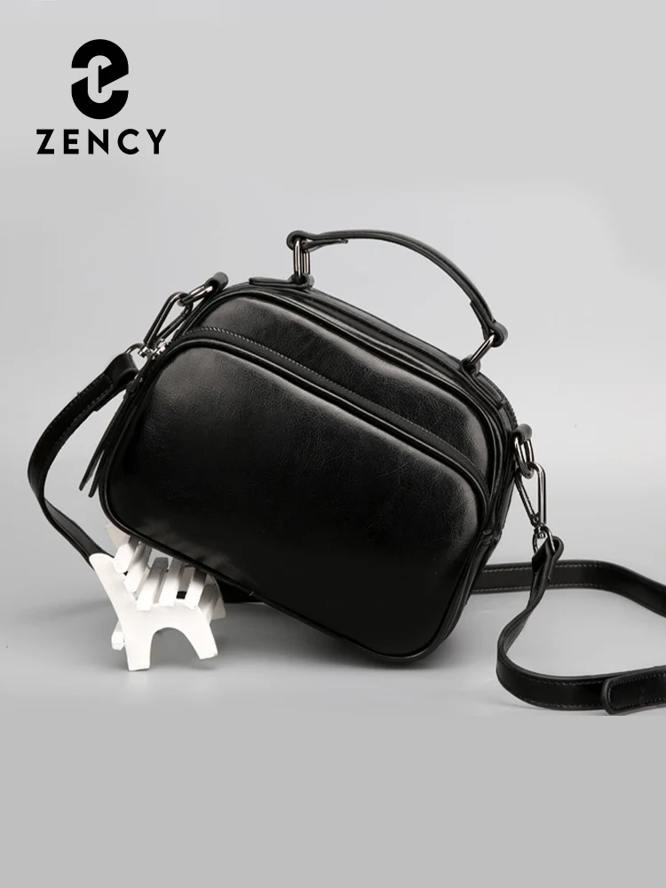 

Zency Oil Wax Leather Top-handle Bag For Women Retro Satchel High-end Phone Bag Shoulder Handbag Roomy Cross-body Zipper Bag