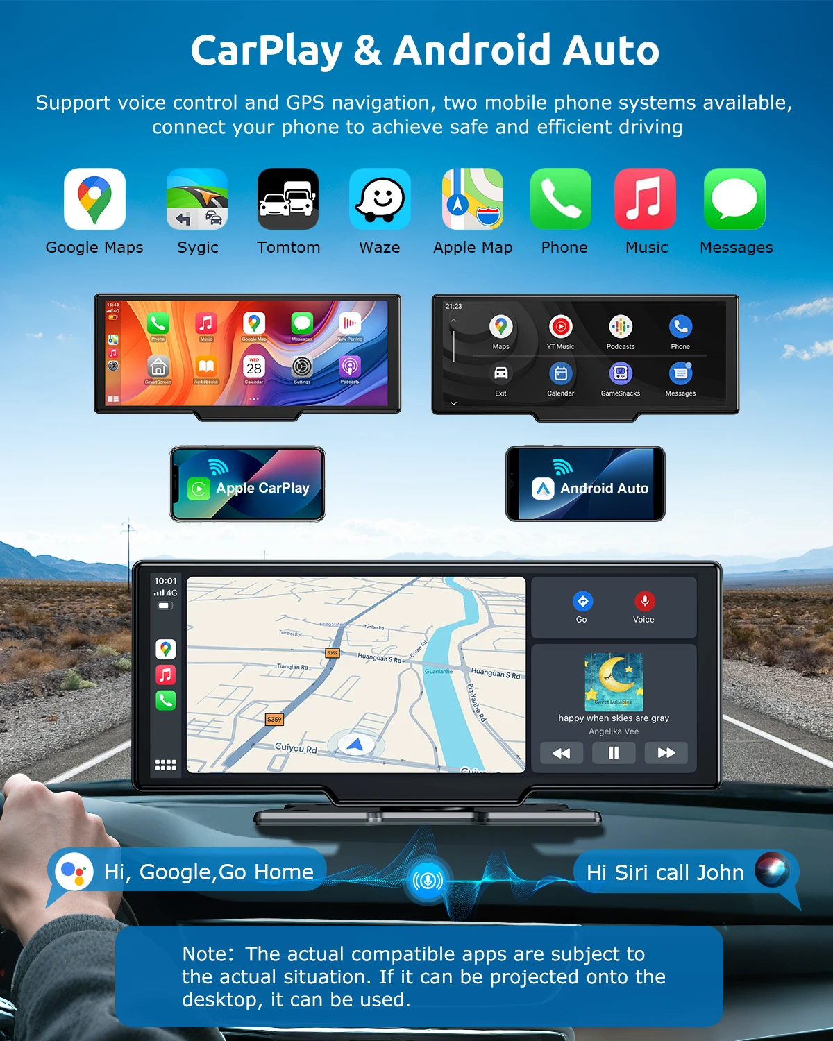 CAMECHO 9 Inch Portable Car Stereo With Wireless Apple Carplay Android - View #9