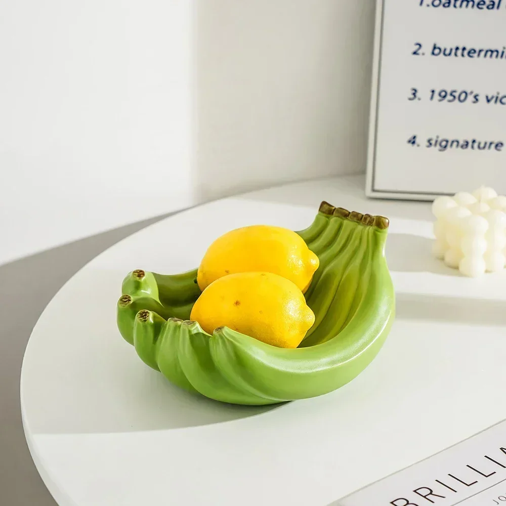 New Home Container Entrance Key Storage Banana Shaped Storage Tray Ceramic Fruit Tray Snack Tray Living Room Desktop Storage