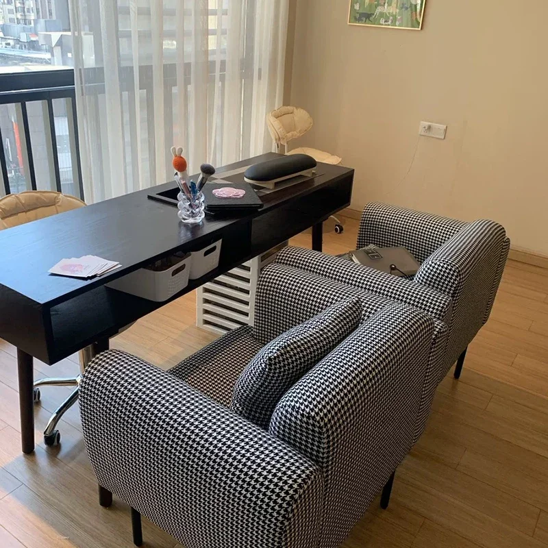 

Американский Ретро Стиль искусственная кожа деревянный Прочный модный простой стол для маникюра стойка для приема мебель для салона