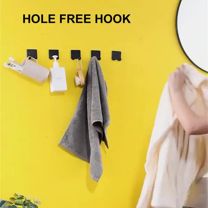 

Hole-Free Hook Hook Space Aluminum Coat Bathroom Wall Simple Single Hook Razor Holder Storage Organization Home Accessories