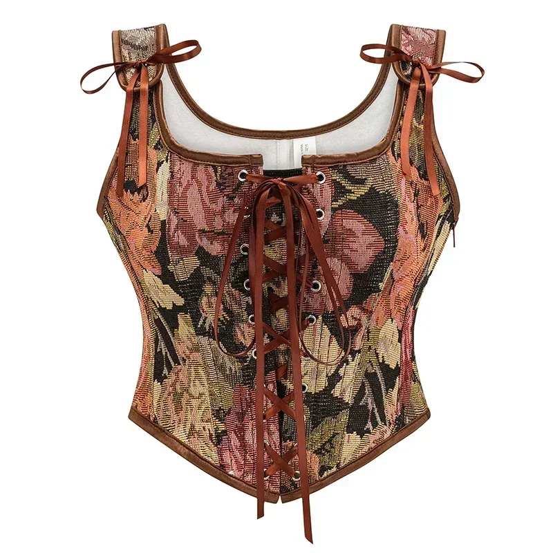 Corsetto Rinascimentale Donna SCARLET DARKNESS - Floreale Con Lacci E Stecche - Foto 11