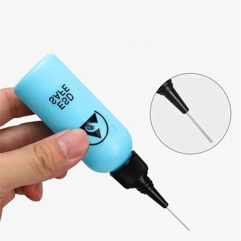 60ml Plastic Liquid Alcohol Bottle Rosin Solvent Anti-static Adhesive Bottle with Dispensing Needle for Glue DIY Repair Tool
