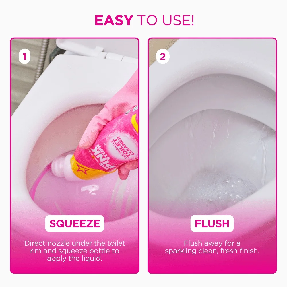 Miracle Toilet Cleaner Gel 25.4 fl oz Powerful Bathroom Cleaner Clinging Formula Removes Limescale Fresh Rhubarb Scent Easy