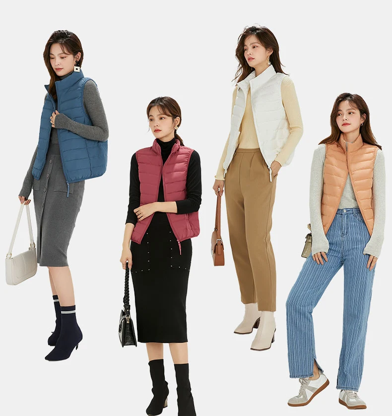 Women Outwear Vest 90% White Duck Down Seamless Ultra Light Causal Matt Fabric Female Sleeveless Waterproof Warm Waistcoat