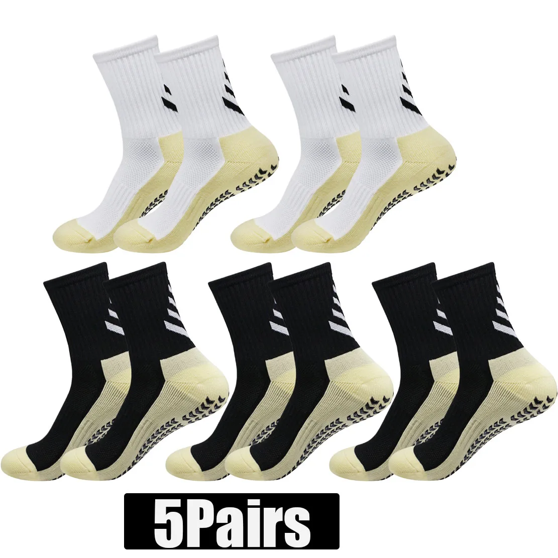 5Pairs Men Women Football Basketball Baseball Rugby Soccer Non Slip Grip Socks for Men Women