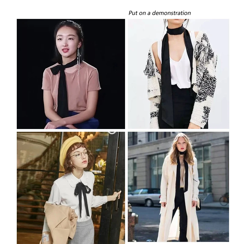 Choice Satin Korean Scarf Narrow Pure Silk Scarf For Women Long Tie Scarf Summer Hats Ribbon Street Ladies Neckerchiefs 5X200CM