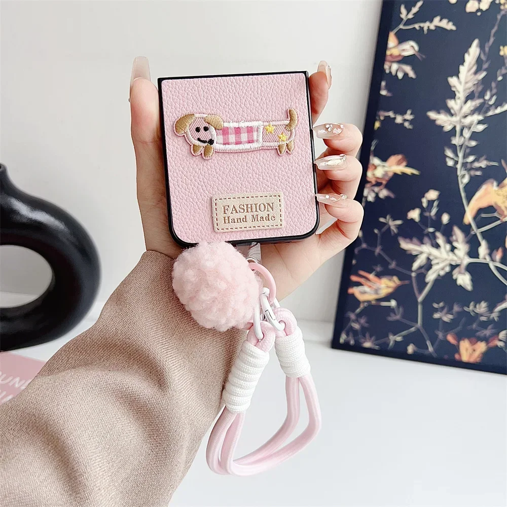 Cartoon Wrist Strap Leather Phone Case - Shockproof Protective Cover