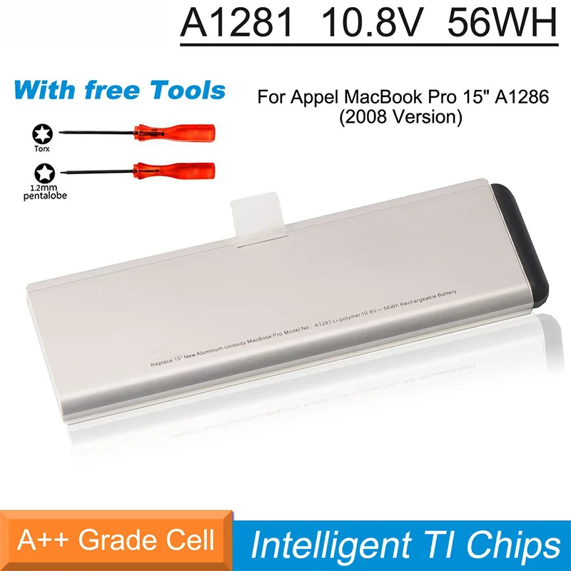 

NOBI A1281 Laptop Battery for Apple MacBook Pro 15'' A1286 2008 Version MB470LL/A MB471LL/A MB772 MB772LL/A Free Tools