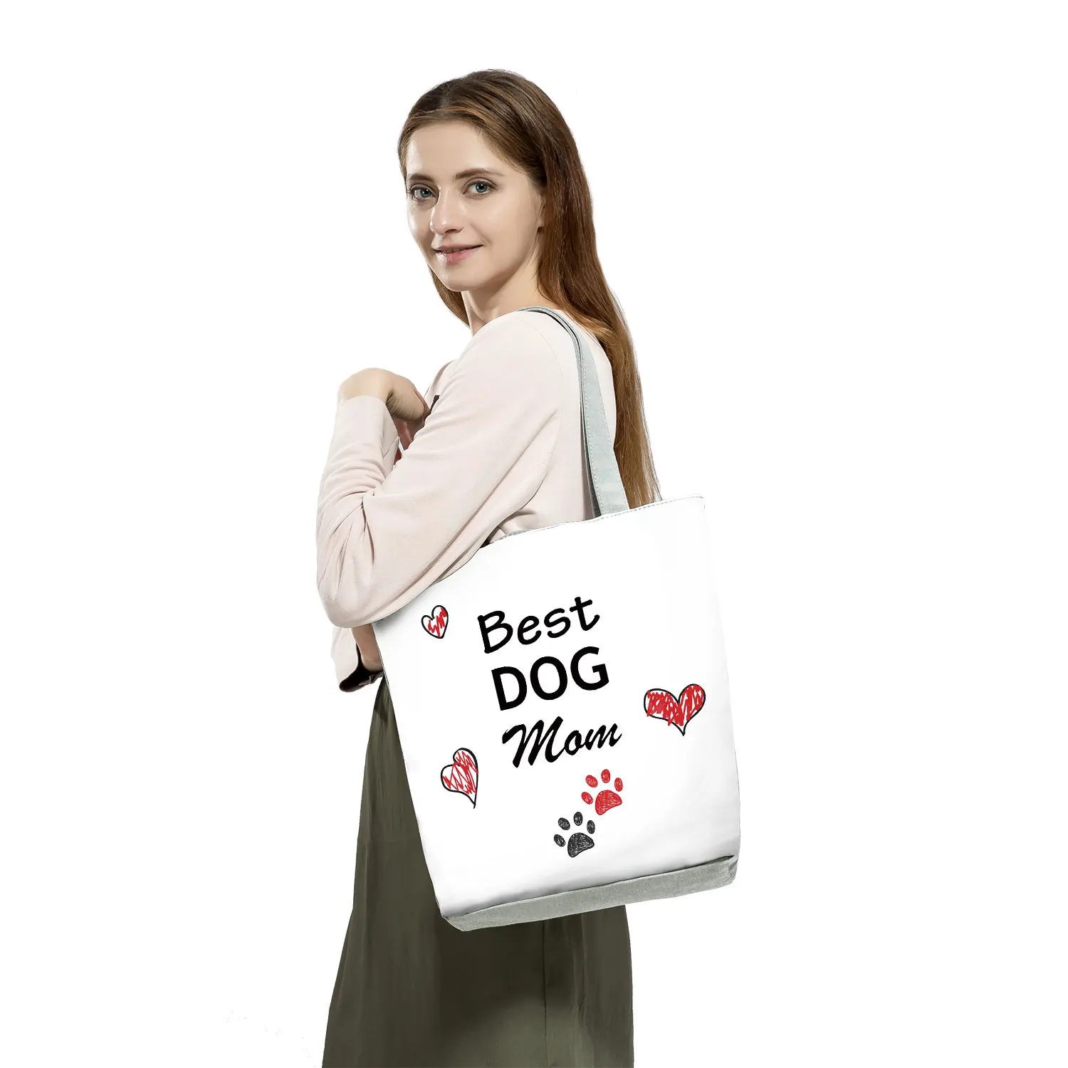 Dogs Paws Eco High Capacity Shopping Bags Women Funny Kawaii Female Tote Shoulder Bag Casual Love Dogs Handbags 2022 New Fashion