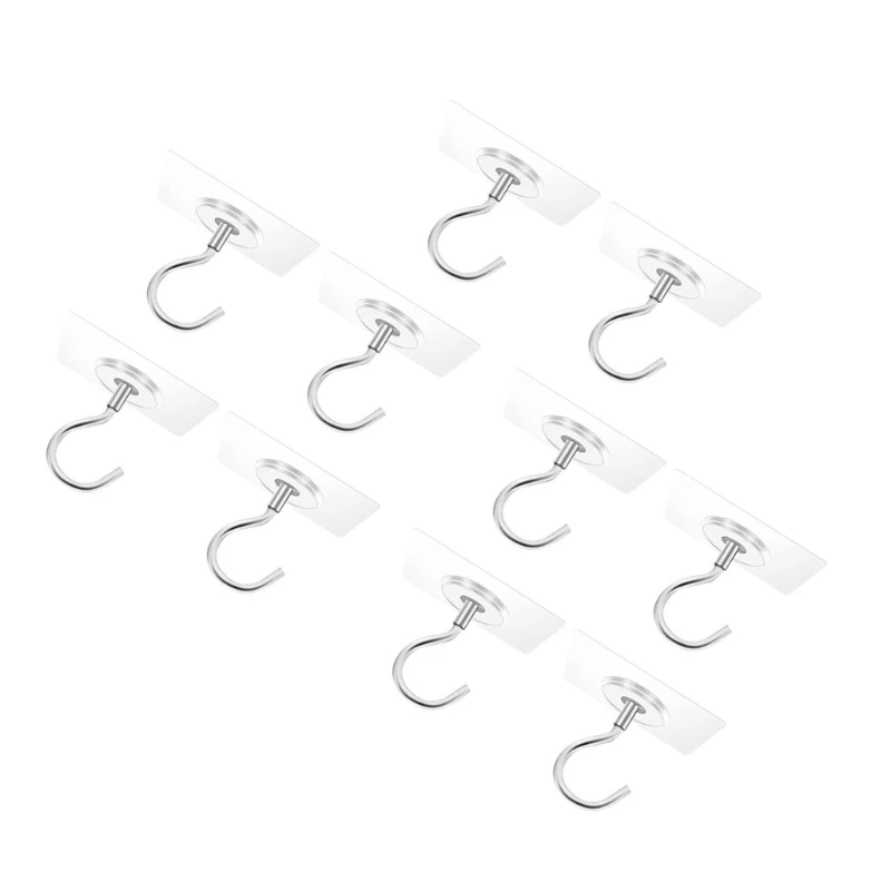 1-10pcs Adhesive Hooks Ceiling Strong Bearing Sticky Rack Kitchen Wall Key Hangers for Hanging Plant Wind Chimes Lights multi purpose hooks adhesive wall hook kitchen hooks self adhesive hooks wall mount hooks