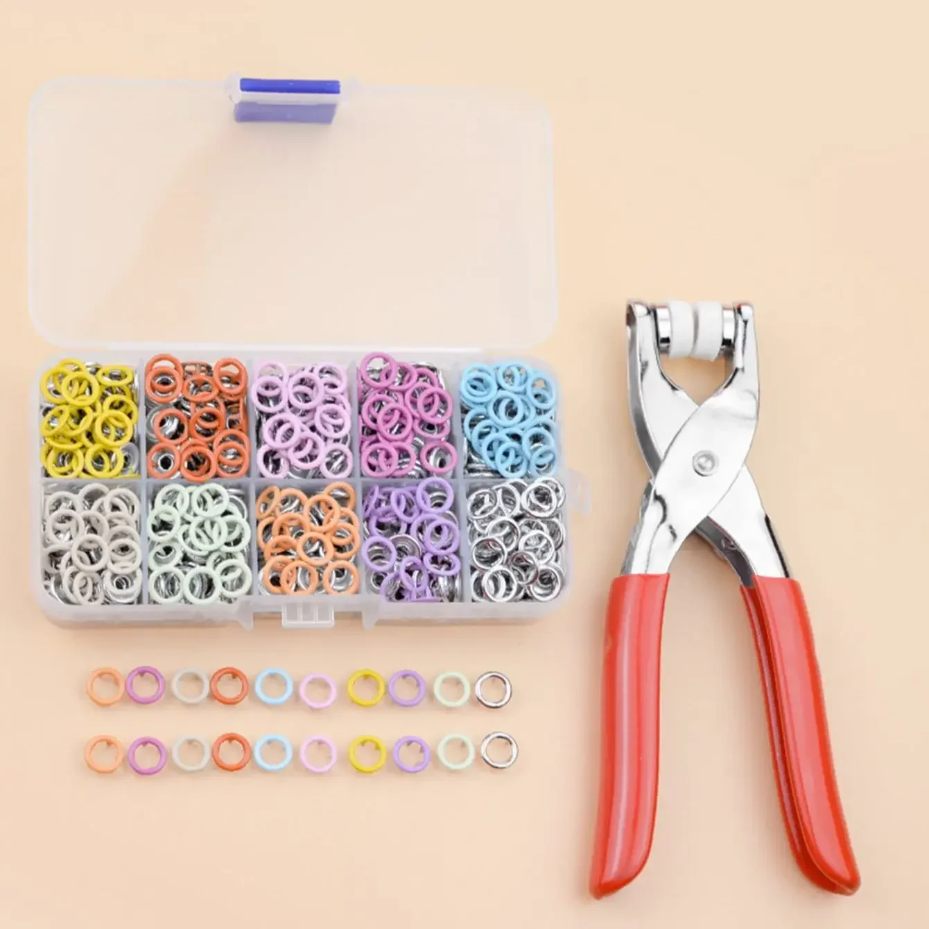 금속 버클 스트랩 패스너 펜치 스탬핑 도구 키트, 의류 배낭용 이음매 없는 단추 패스너, DIY 재봉 도구, 102 개