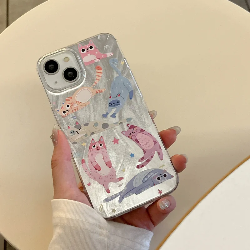 Kitten Graphic Feather Texture Phone Case - Stylish and Protective Back Cover
