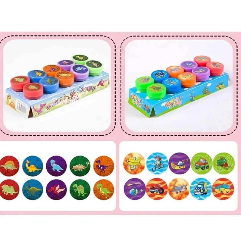 10pcs Assorted Self-ink Stamps for Kids Children Toy Smiley Face Seal Scrapbooking DIY Painting Photo Album Decor