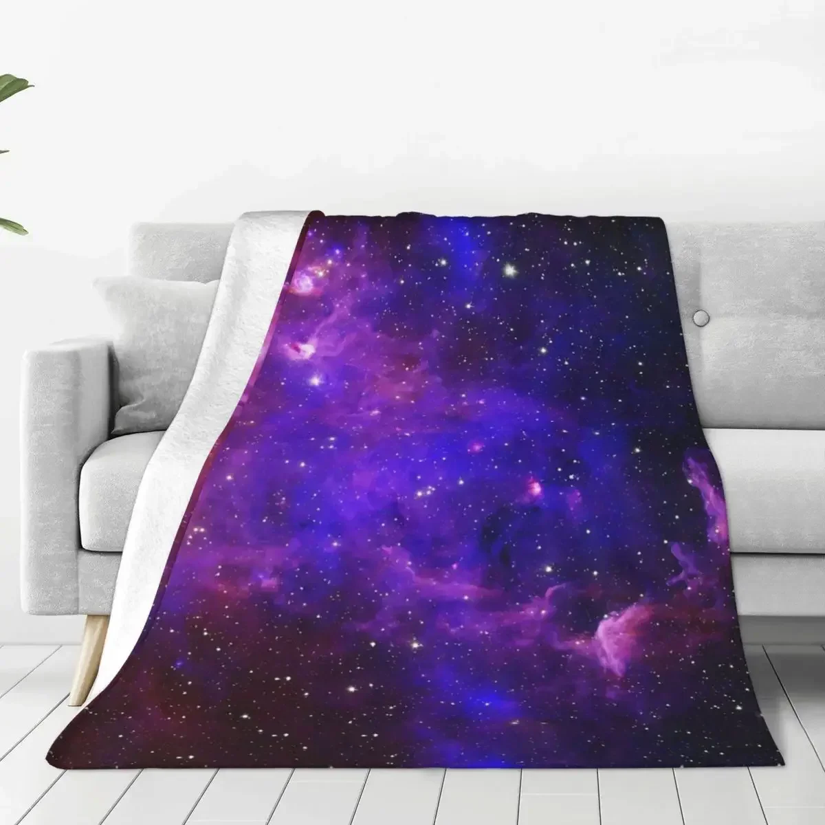 Purple Galaxy Flannel Blanket Vintage Print Warm Throw Blanket for Couch Bed Airplane Travel Graphic Bedspread Sofa Bed Cover 2