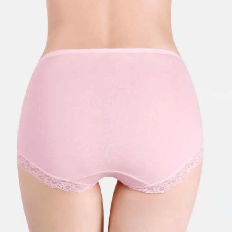 4 Pairs of Cotton 100% Cotton Panties Women's Mid-rise Large Size Antibacterial Sexy Lace Graphene Bacteriostatic Underwear