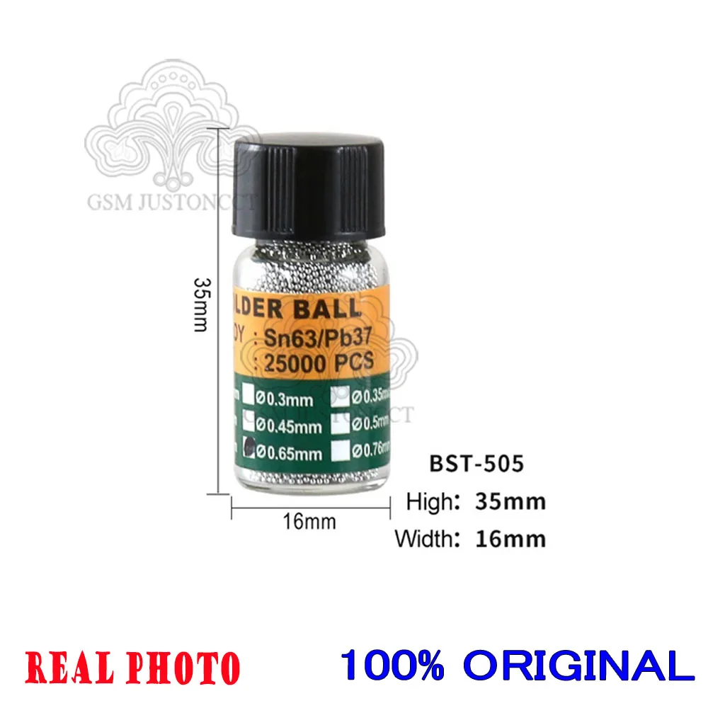 25000pcs/bottle 0.2-0.76mm BGA Reballing Balls Leaded For IC Chip Soldering Accessories Solder Ball Tin Material BST-505