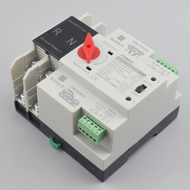 AC110V 100A Dual Power Automatic Transfer Switch 35mm Rail Mounting 2P ATS Generator Transfer Changeover Switch