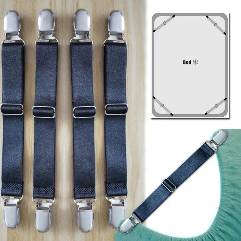 

4 Pcs Non Slip Clip For Sofa Tablecloth Adjustable Clip Non Slip Bed Sheet Grippers Belt Adjustable Fitted Bed Sheet Clips Cover